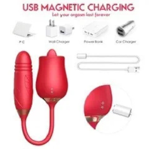 Purple Rose Personal Massager Remote Controlled 10 Speeds Waterproof Electric Rechargeable