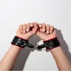 Adjustable Hand Cuffs Red Black Color Adult Size