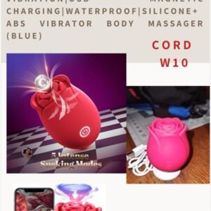 ROSE SUCKER & VIBRATOR 10 FREQUENCY MULTISPEED VIBRATION | USB MAGNETIC CHARGING | WATERPROOF | SILICONE + ABS VIBRATOR BODY MASSAGER (BLUE)
