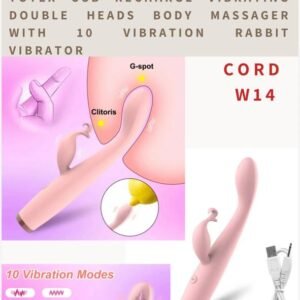 TOY SEX USB RECHARGE VIBRATING DOUBLE HEADS BODY MASSAGER WITH 10 VIBRATION RABBIT VIBRATOR